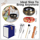 Tibetan Singing Bowl Set, Pure Timbre - Pure and ethereal, Chakra Sound Healing, for Meditation balancing Mindfulness and Stress Relief, Unique Spiritual Gifts for Women and Men (Brass, 3.2-4 inch)
