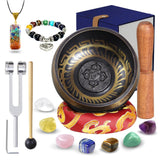 Tibetan Singing Bowl Set, Pure Timbre - Pure and ethereal, Chakra Sound Healing, for Meditation balancing Mindfulness and Stress Relief, Unique Spiritual Gifts for Women and Men (Brass, 3.2-4 inch)