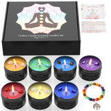 WuNa 7 Chakra Candles Crystal Candles w/ Crystal Healing Stones & Bracelets Meditation Scented Candles Gift Set Stress Relief Spiritual Decor Healing Candles Positive Energy Yoga Cleansing Relaxation