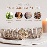 Age of Sage White Sage Smudge Sticks 4" Long - Burning Sage Bundle for Cleansing House, 3pk