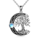ONEFINITY Tree of Life Necklace 925 Sterling Silver Celtic Knot Moon Pendant Necklace with Moonstone Family Tree Jewelry for Women