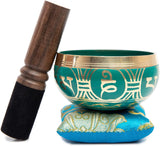 Tibetan Singing Bowl Set - Authentic Handcrafted Mindfulness Meditation Holistic Sound 7 Chakra Healing by Himalayan Bazaar (Turquoise)