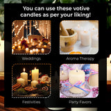 Welburn Veda&Co™ Votive Candles - Pack of 144, Upto 12 Hours Burn Time, 100% Fully Refined Paraffin Wax, Smokeless, Unscented, for Home Decor, Spa, Weddings, Birthdays, Holidays, Party (White)