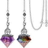 Hicarer 2 Pieces 7 Chakra Crystal Pendulum for Divination Natural Crystal Amethyst Pendulum Dowsing for Divination, Protection, Meditation, Wicca