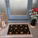 Mystical Doormat – Star Pattern Funny Coir Doormat: Sun & Moon Pattern Stars Galaxy Space Welcome Mat, Heavy-Duty Non-Slip Outdoor Coconut Coir Rug