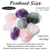 ZHIYUXI 2" Amethyst Rose Quartz Clear Quartz Fluorite Raw Crystals and Stones 4Pcs Crystals Bulk Real Crystals Decor Huge Rocks for Tumbling Witchcraft Wrapping Fountain Rocks Cabbing Room Decor