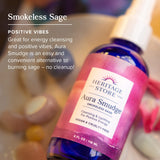 Aura Smudge Smokeless Sage with Juniper, Cleansing & Uplifting Spray for Positive Energy, Clean, Simple Alternative to Smudge Sticks & Burning Sage, Paraben Free, Vegan, 4oz
