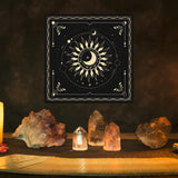BOXOB Altar Cloth, 18.31x18.31in Delicate Square Sun Moon Alter Cloths Witchcraft Spiritual Tarot Mat Tablecloth Divination Tools and Accessories Perfect Divination Ritual Supplies