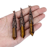 mookaitedecor Tiger's Eye Runes Stones Set & 6 Facted Crystal Pendulum for Divination Dowsing Meditation Balancing