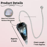 Amazing Gemstone Rainbow Moonstone Crystal Pendulum for Divination - Certified Dowsing Crystals and Healing Stones for Chakra Balancing and Meditation - Enhance Reiki Spiritual Growth