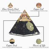 Real Crystal Black Tourmaline Orgonite Pyramid, Healing Crystal Pyramid, Pyramid Crystal Gemstone Pyramid for Meditation, Motivation, Positivity - Handmade in India