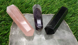 Luminous Amazing Gemstone Set of 3 Amethyst, Rose Quartz, Black Tourmaline Crystal Towers - Natural Healing Crystal Point Obelisk for Reiki Healing and Crystal Grid (2 Inch to 3 Inch)