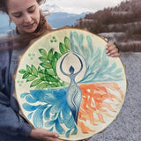 Firlar Instrument Shaman Alchemy Moon Hand Drum With Drum Stick, 10 Inch Sound Healer For Spiritual Music, Reflection And Meditation
