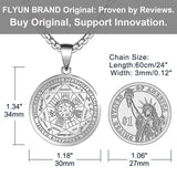 FLYUN Seven Archangels Pendant Necklace For Men Women Protection Amulet Archangel Michael Coin Pendant Necklace Gabriel Uriel Spiritual Stainless Steel Medal Necklace 24 inches