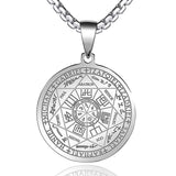 FLYUN Seven Archangels Pendant Necklace For Men Women Protection Amulet Archangel Michael Coin Pendant Necklace Gabriel Uriel Spiritual Stainless Steel Medal Necklace 24 inches
