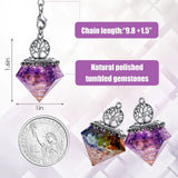 Hicarer 2 Pieces 7 Chakra Crystal Pendulum for Divination Natural Crystal Amethyst Pendulum Dowsing for Divination, Protection, Meditation, Wicca
