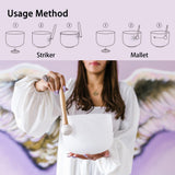 RYAN DVAN 432HZ Crystal Singing Bowl Set of 3, 6" B Crown, 7" G Throat, 8" F Heart with Case Suede Striker & O-Ring Sound Therapy for Yoga, Reiki, Chakra Healing Energy Tuning & Mindfulness Kit