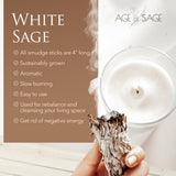 Age of Sage White Sage Smudge Sticks 4" Long - Burning Sage Bundle for Cleansing House, 3pk