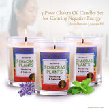Magnificent 101 Set of 3 Long-Lasting 7 Chakras Plants Aromatherapy Candles | 10.5 Oz - 42-Hour Burn | 100% Soy Wax & Herbs | Ideal for Meditation, Energy Cleansing & Manifestation