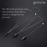 JADENOVA Pendulum Crystal Necklace Natural Amethyst Crystal Pendulums for Divination Dowsing Quartz Chakra Reiki Healing Jewelry for Women Men