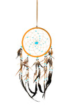 Dream Catcher Dreamcatcher - Brown Suede with Turquoise Details - Handmade, Large Size - 28" Long x 9" Diameter - OMA® Brand