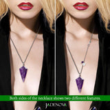 JADENOVA Pendulum Crystal Necklace Natural Amethyst Crystal Pendulums for Divination Dowsing Quartz Chakra Reiki Healing Jewelry for Women Men