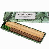 Premium Sage Incense Sticks with Energy Cleansing Holder - Charcoal-Free for a Clean Non Toxic Burn - Smudging, Negative Energy Purification, Natural Aromatherapy Home Fragrance, 30 Incenses