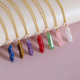 VIBILIA Healing Crystal Necklace Wire Wrapped Natural Amethyst Stone Point Pendant Necklace Hexagonal Reiki Spiritual Quartz Gemstone Stone Jewelry for Women Men