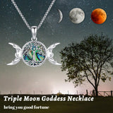 ADUINCEED Tree of Life Necklace for Women, S925 Sterling Silver Moon Goddess Tree of Life Necklace, Family Tree Pendant Mothers Day Holiday Christmas Birthday Jewelry Gifts