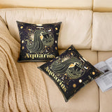 Zodiac Cushion Cover Feelyou Twelve Constellations Throw Pillow Cover 16"x16" 1 Pcs Aquarius Pillow Case Cushion Cover Western Astrology Zodiac Decorative Throw Pillowcase for Sofa Bohemian Cushion Case