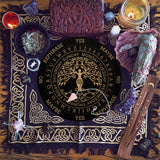 AHANDMAKER Pendulum Board Set, Wooden Dowsing Divination Board Metaphysical Message Board with Crystal Pendulum Necklace for Witchcraft Wiccan Altar Supplies Kit, Tree of Life Pattern