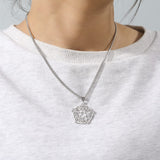 TEAMER Tree of Life Pentagram Necklace Stainless Steel Pentacle Pendant Wicca Pagan Jewelry for Women (Steel)