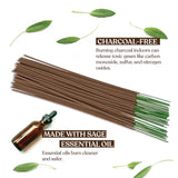 Premium Sage Incense Sticks with Energy Cleansing Holder - Charcoal-Free for a Clean Non Toxic Burn - Smudging, Negative Energy Purification, Natural Aromatherapy Home Fragrance, 30 Incenses