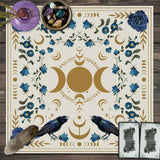 Knana Tarot Altar Cloth - Silk Witchcraft Mat for Reading - Includes Tarot Card Bag (Sun Moon)