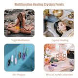 CrystalTears Healing Crystal Stones Set Hexagonal Natural Amethyst Rose Quartz Clear Quartz Reiki Healing Quartz Crystals Points Bulk Gemstone for Chakra Meditation Crystal Therapy 1.18"-1.3"