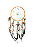 Dream Catcher Dreamcatcher - Brown Suede with Turquoise Details - Handmade, Large Size - 28" Long x 9" Diameter - OMA® Brand