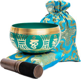 Tibetan Singing Bowl Set - Authentic Handcrafted Mindfulness Meditation Holistic Sound 7 Chakra Healing by Himalayan Bazaar (Turquoise)