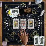 Knana Altar Cloth Witchcraft Velvet Tarot Mat Tarot Cloth for Reading with Celtic Cross Pattern - Hand