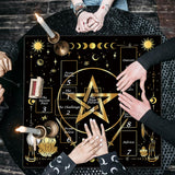 Knana Altar Cloth Gold Star Tarot Mat Tarot Card Cloth for Reading with Celtic Cross Pattern (Star)