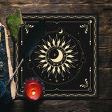 BOXOB Altar Cloth, 18.31x18.31in Delicate Square Sun Moon Alter Cloths Witchcraft Spiritual Tarot Mat Tablecloth Divination Tools and Accessories Perfect Divination Ritual Supplies