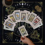 Knana Altar Cloth Witchcraft Velvet Tarot Mat Tarot Cloth for Reading with Celtic Cross Pattern - Hand