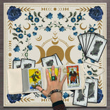 Knana Tarot Altar Cloth - Silk Witchcraft Mat for Reading - Includes Tarot Card Bag (Sun Moon)