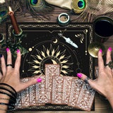 BOXOB Altar Cloth, 18.31x18.31in Delicate Square Sun Moon Alter Cloths Witchcraft Spiritual Tarot Mat Tablecloth Divination Tools and Accessories Perfect Divination Ritual Supplies
