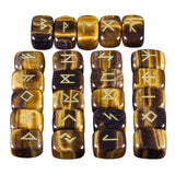 mookaitedecor Tiger's Eye Runes Stones Set & 6 Facted Crystal Pendulum for Divination Dowsing Meditation Balancing