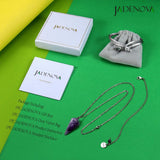 JADENOVA Pendulum Crystal Necklace Natural Amethyst Crystal Pendulums for Divination Dowsing Quartz Chakra Reiki Healing Jewelry for Women Men