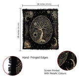 Indian Consigners Tree of Life Altar Cloth Tapestry Tablecloth Celtic Trees Ritual Spiritual Cloth for Sacred Places, Cotton Square Tarot Table Cover 18 by 18 Sacred