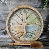 Firlar Instrument Shaman Alchemy Moon Hand Drum With Drum Stick, 10 Inch Sound Healer For Spiritual Music, Reflection And Meditation
