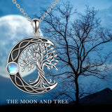 ONEFINITY Tree of Life Necklace 925 Sterling Silver Celtic Knot Moon Pendant Necklace with Moonstone Family Tree Jewelry for Women