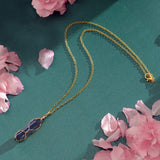 VIBILIA Healing Crystal Necklace Wire Wrapped Natural Amethyst Stone Point Pendant Necklace Hexagonal Reiki Spiritual Quartz Gemstone Stone Jewelry for Women Men
