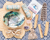 Home Cleansing & Smudging Kit with White Sage, Palo Santo, Abalone & Stand, Smudge Feather & Guide - Smudge Kit with Sage Smudge Sticks